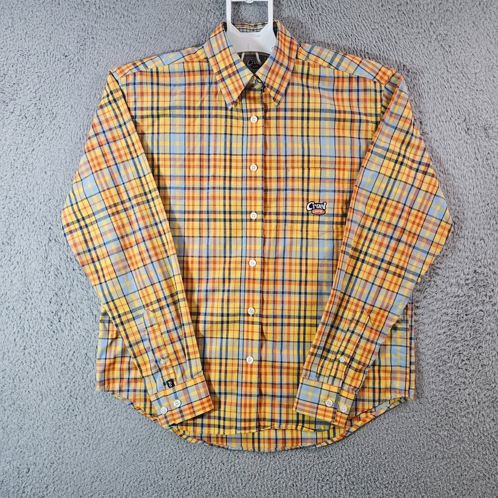 Cruel Girl Shirt Women Small Button Up Long Sleeve Multicolor Plaid - Sโ